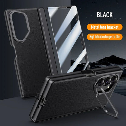 Leather Case with Bracket & Screen Protector for Samsung Galaxy Z Fold 6